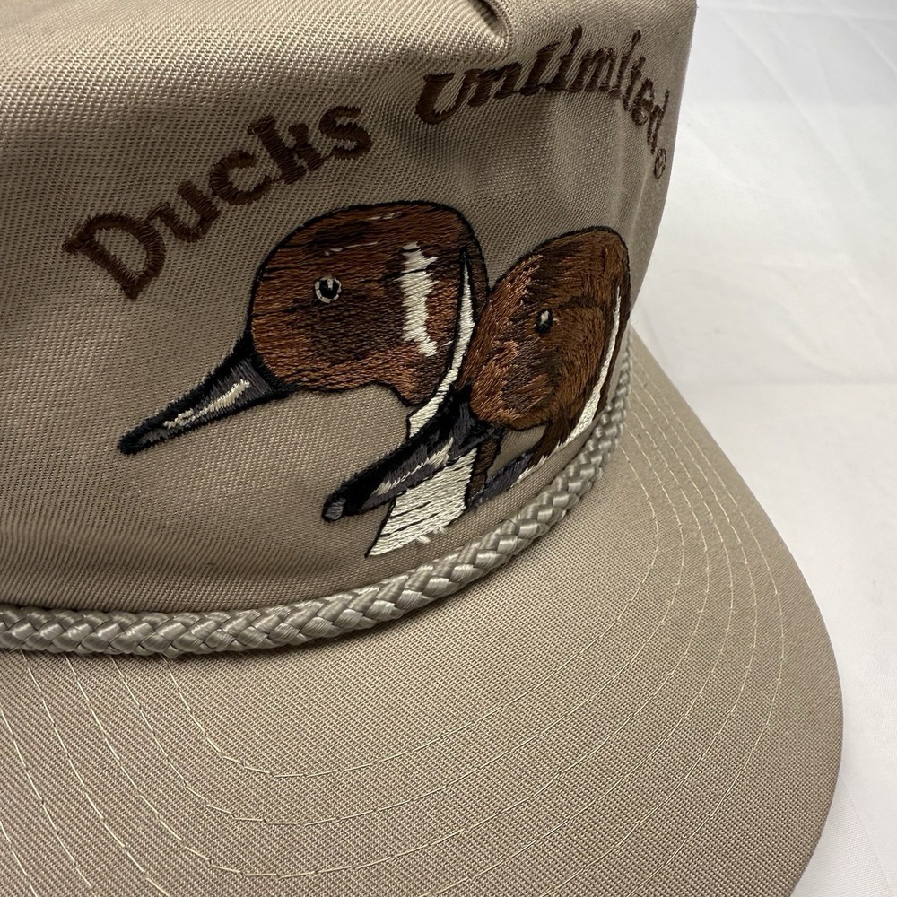 Vintage Ducks Unlimited Hat Mens Snapback Brown/Tan Rope Embroidered Big Logo